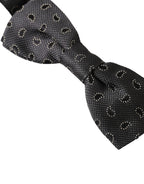 Dolce & Gabbana Dark Gray Silk Patterned Adjustable Neck Men Bow Tie