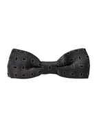 Dolce & Gabbana Dark Gray Silk Patterned Adjustable Neck Men Bow Tie