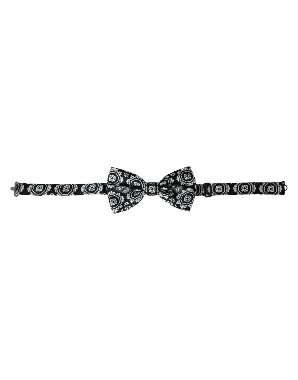Dolce & Gabbana Black White Printed Adjustable Neck Men Bow Tie - Eljoys Fashion 