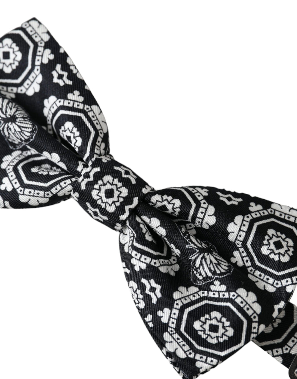 Dolce & Gabbana Black White Printed Adjustable Neck Men Bow Tie - Eljoys Fashion 