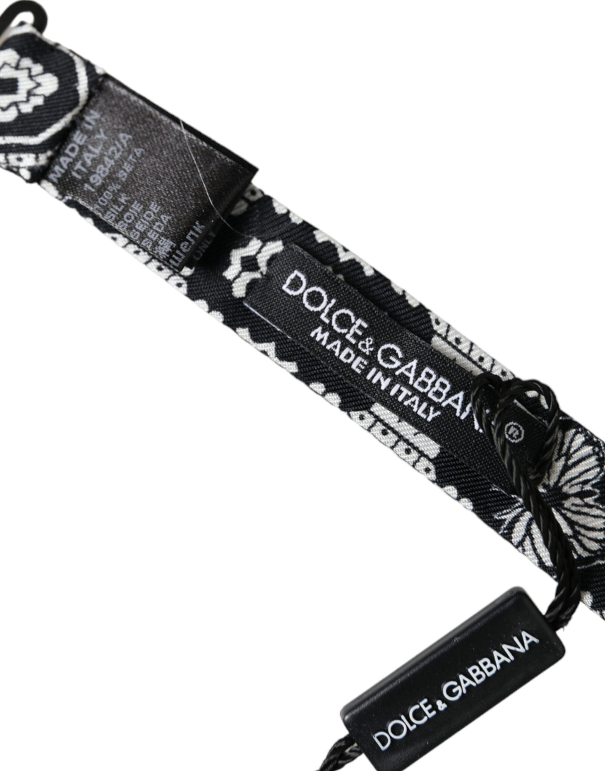 Dolce & Gabbana Black White Printed Adjustable Neck Men Bow Tie - Eljoys Fashion 