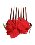 Dolce & Gabbana Red Silk Floral Gold Brass Women Hair Comb - Eljoys Fashion 