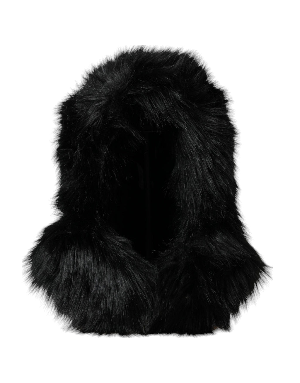 Dolce & Gabbana Black Faux Fur Whole Head Wrap Hat - Eljoys Fashion 