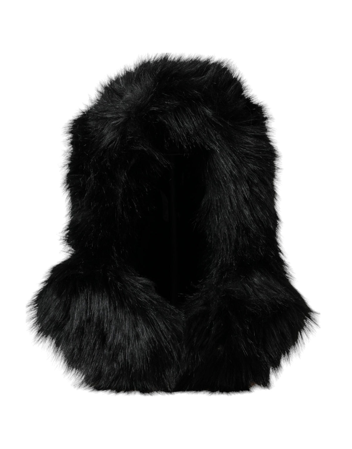 Dolce & Gabbana Black Faux Fur Whole Head Wrap Hat - Eljoys Fashion 