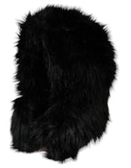 Dolce & Gabbana Black Faux Fur Whole Head Wrap Hat - Eljoys Fashion 