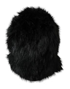 Dolce & Gabbana Black Faux Fur Whole Head Wrap Hat - Eljoys Fashion 