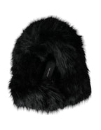 Dolce & Gabbana Black Faux Fur Whole Head Wrap Hat - Eljoys Fashion 