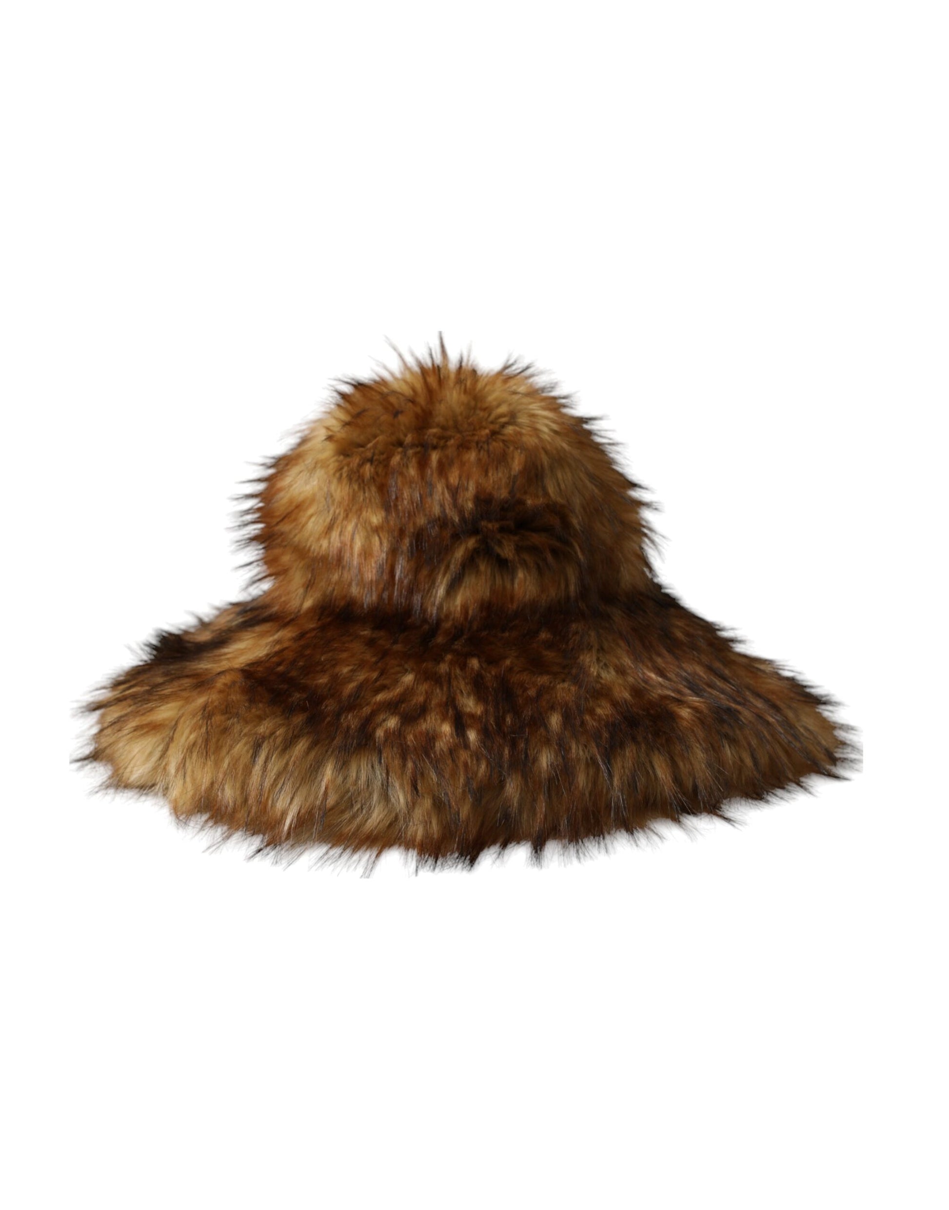 Dolce & Gabbana Brown Modacrylic Faux Fur Bucket Hat Dolce & Gabbana