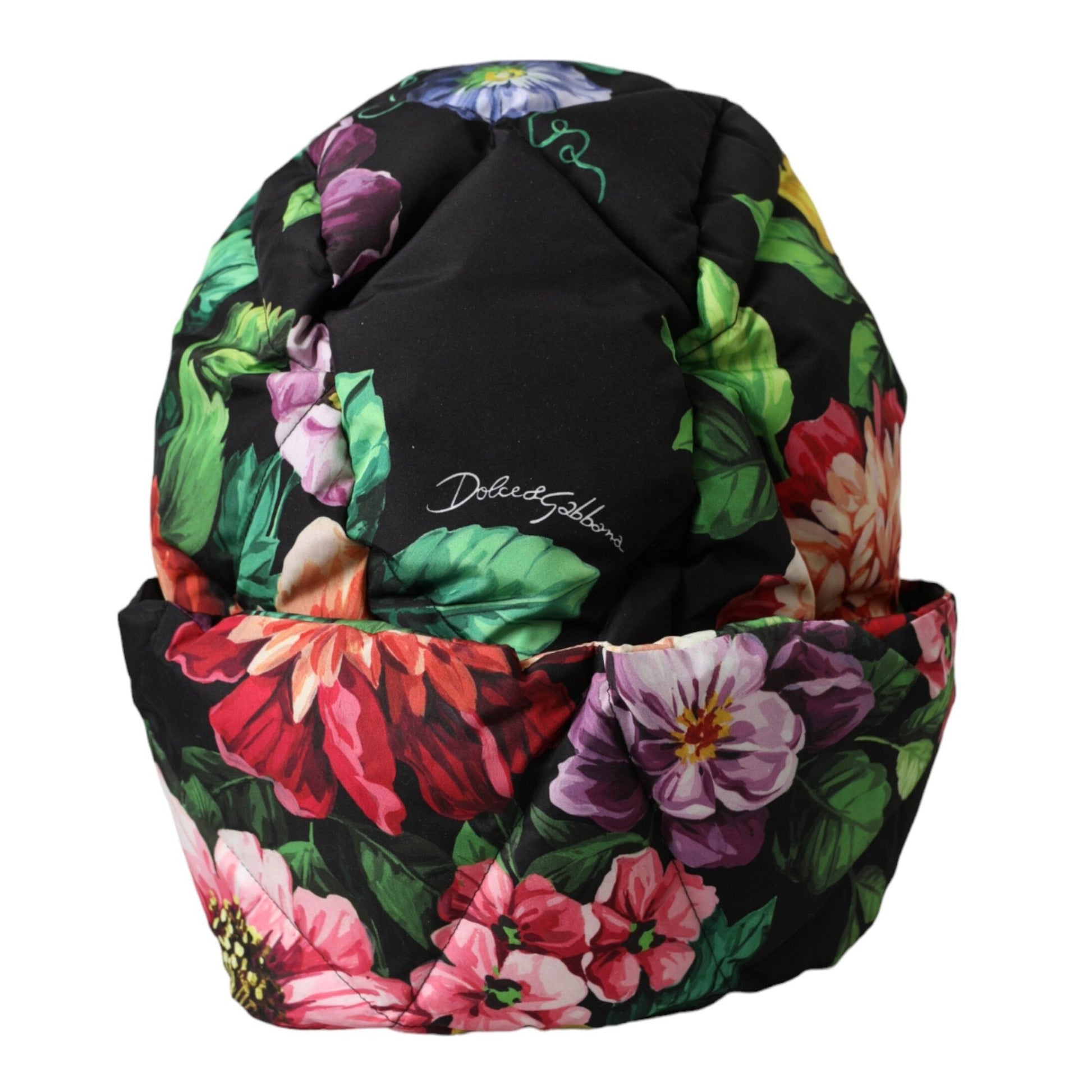 Dolce & Gabbana Black Floral Print Whole Head Wrap Hat