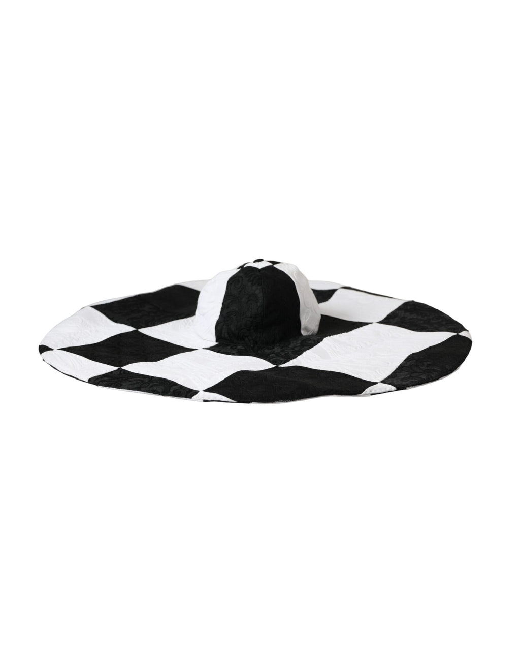 Dolce & Gabbana Black White Checkered Wide Brim Floppy Hat - Eljoys Fashion 
