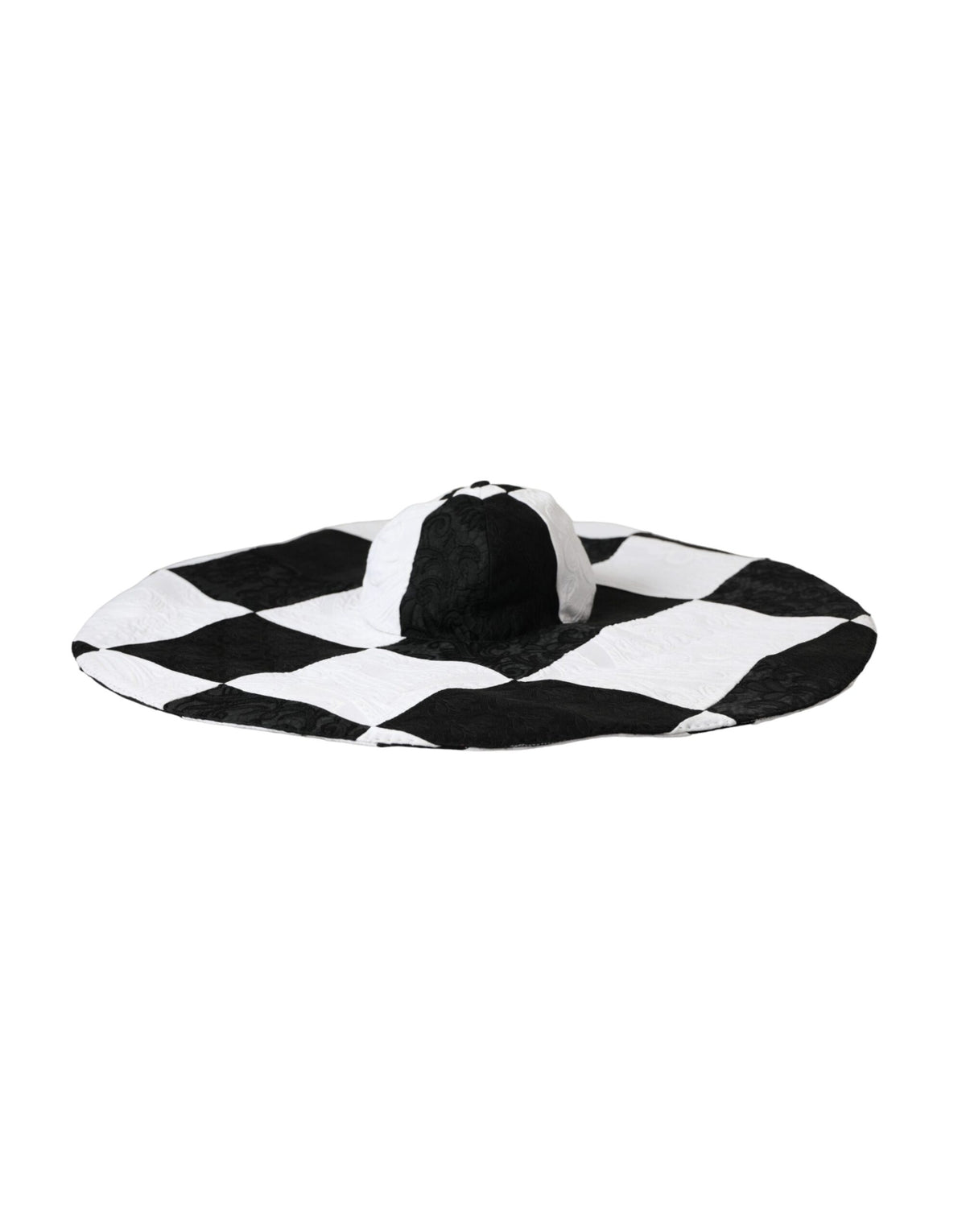 Dolce & Gabbana Black White Checkered Wide Brim Floppy Hat - Eljoys Fashion 