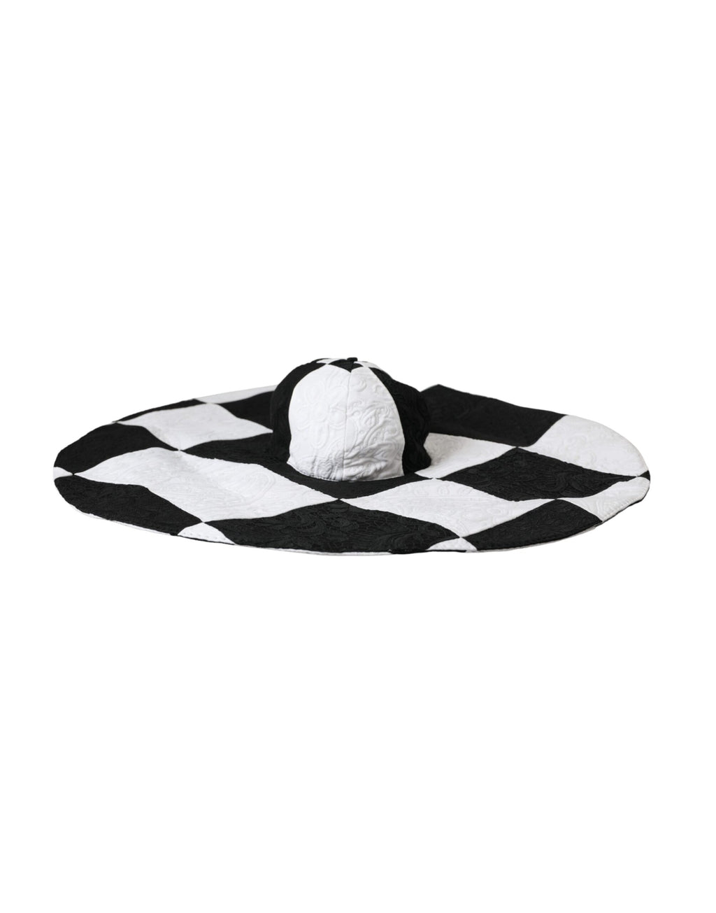 Dolce & Gabbana Black White Checkered Wide Brim Floppy Hat - Eljoys Fashion 