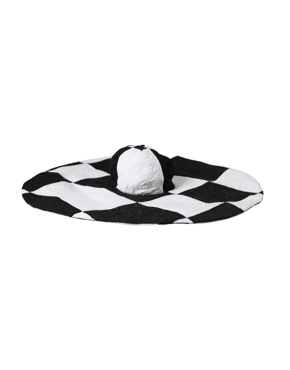 Dolce & Gabbana Black White Checkered Wide Brim Floppy Hat - Eljoys Fashion 