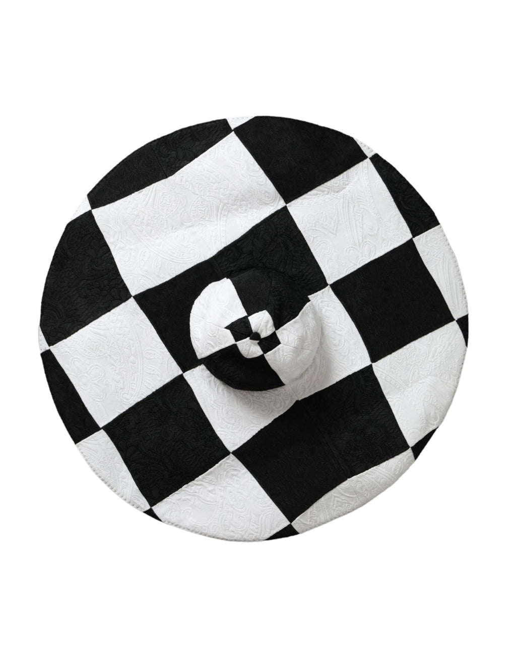 Dolce & Gabbana Black White Checkered Wide Brim Floppy Hat - Eljoys Fashion 