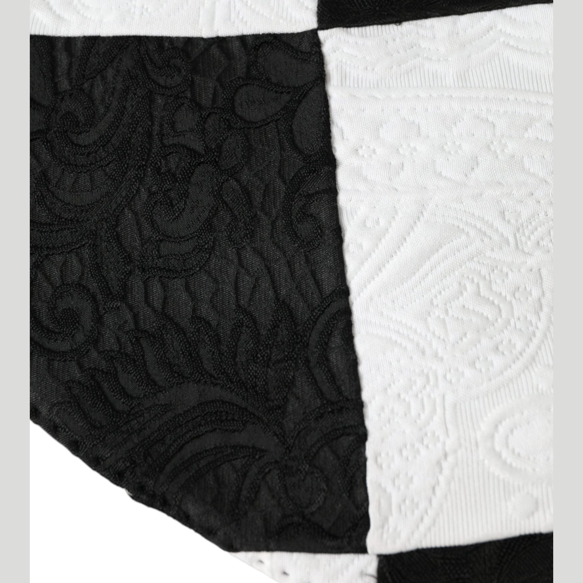 Dolce & Gabbana Black White Checkered Wide Brim Floppy Hat