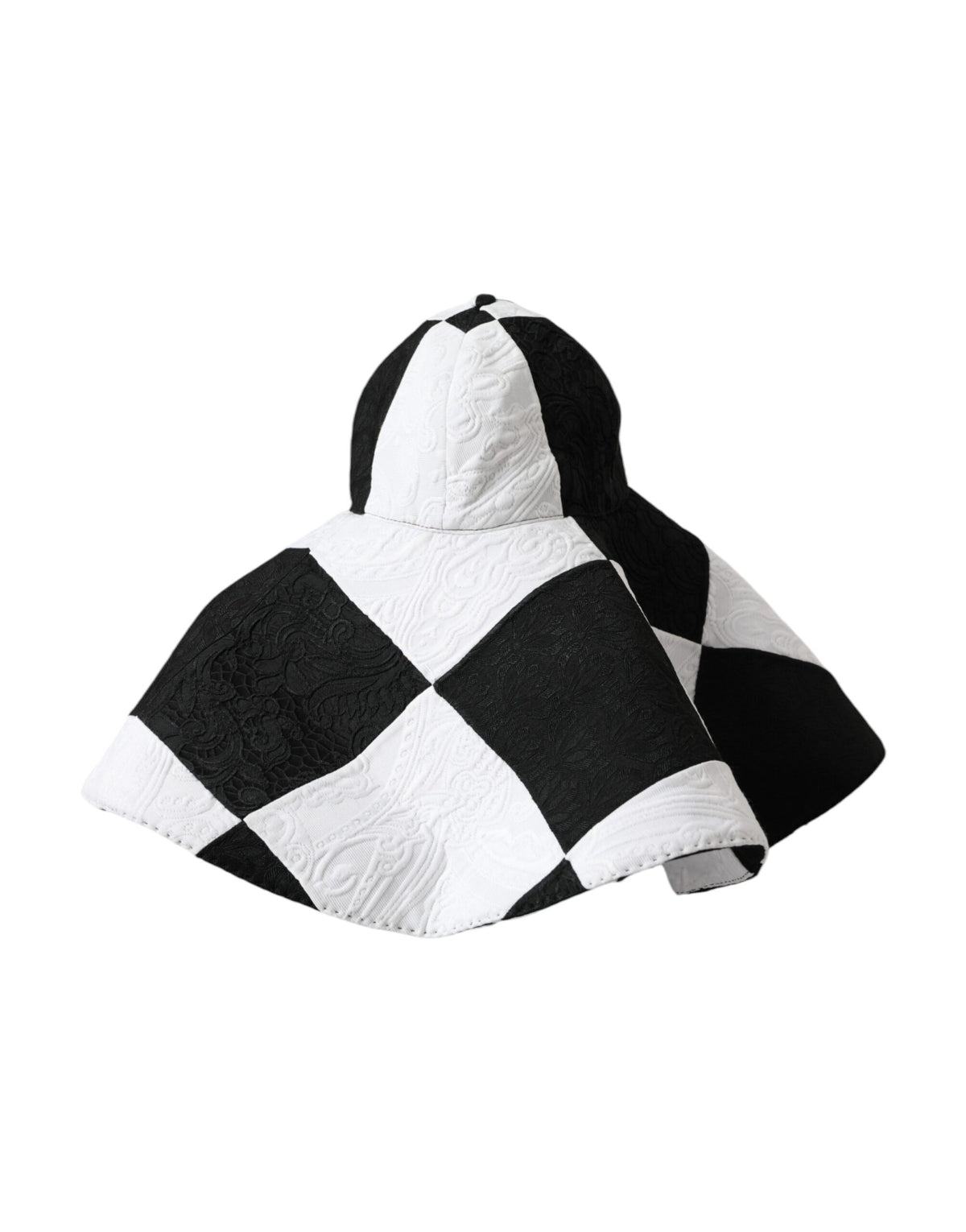 Dolce & Gabbana Black White Checkered Wide Brim Floppy Hat - Eljoys Fashion 
