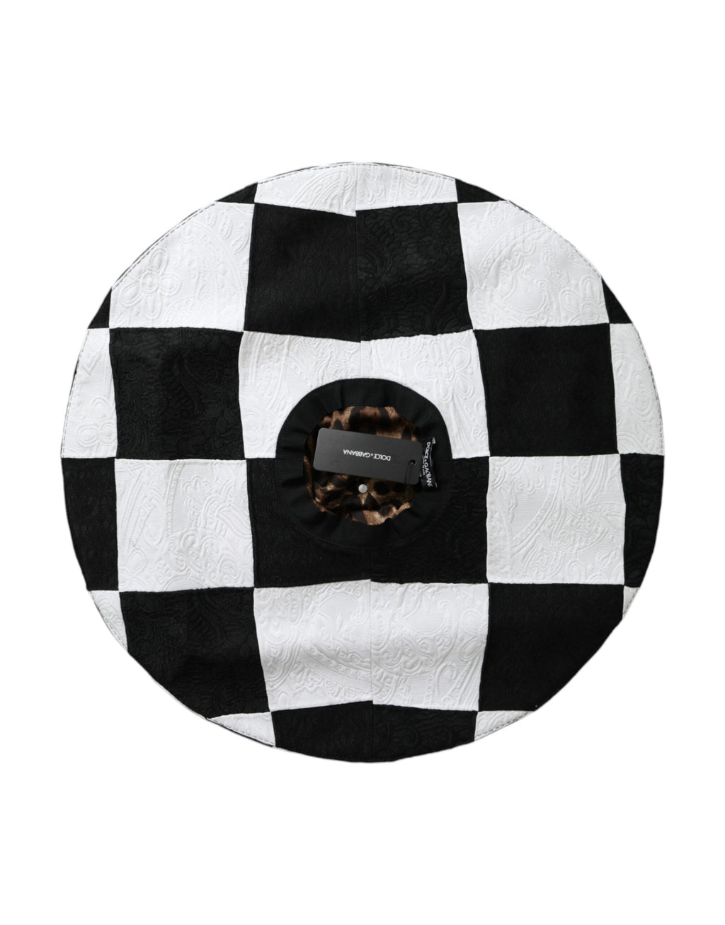 Dolce & Gabbana Black White Checkered Wide Brim Floppy Hat - Eljoys Fashion 