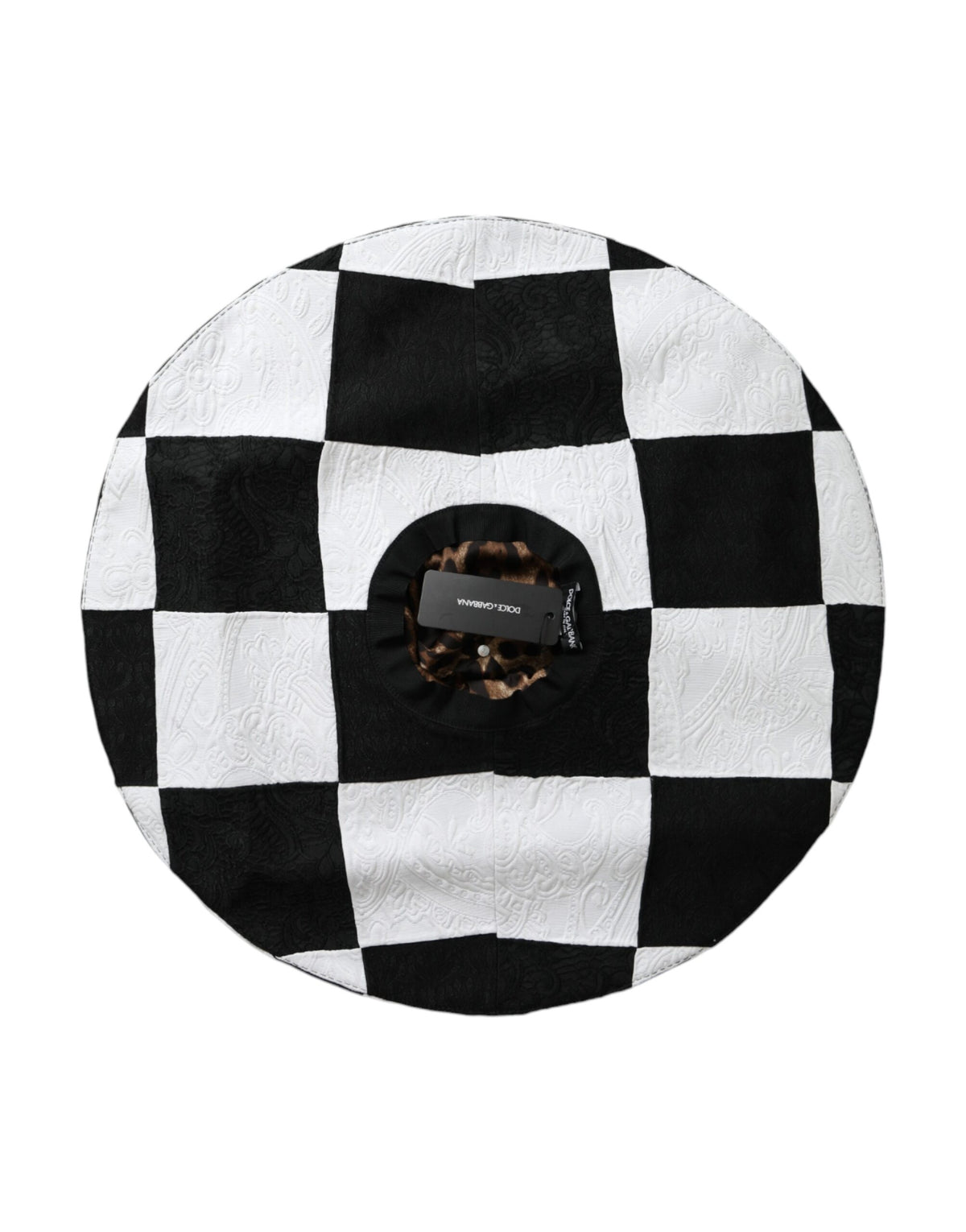 Dolce & Gabbana Black White Checkered Wide Brim Floppy Hat - Eljoys Fashion 