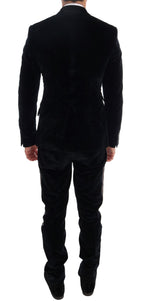 Dolce & Gabbana Blue Velvet Two Button Slim 3 Piece Suit