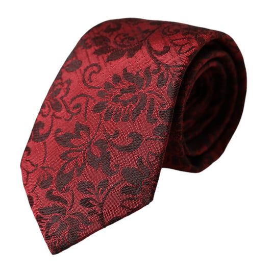 Dolce & Gabbana Red Floral Brocade Silk Adjustable Men Tie Dolce & Gabbana