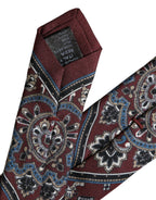 Dolce & Gabbana Bordeaux Printed 100% Silk Adjustable Men Tie - Eljoys Fashion 