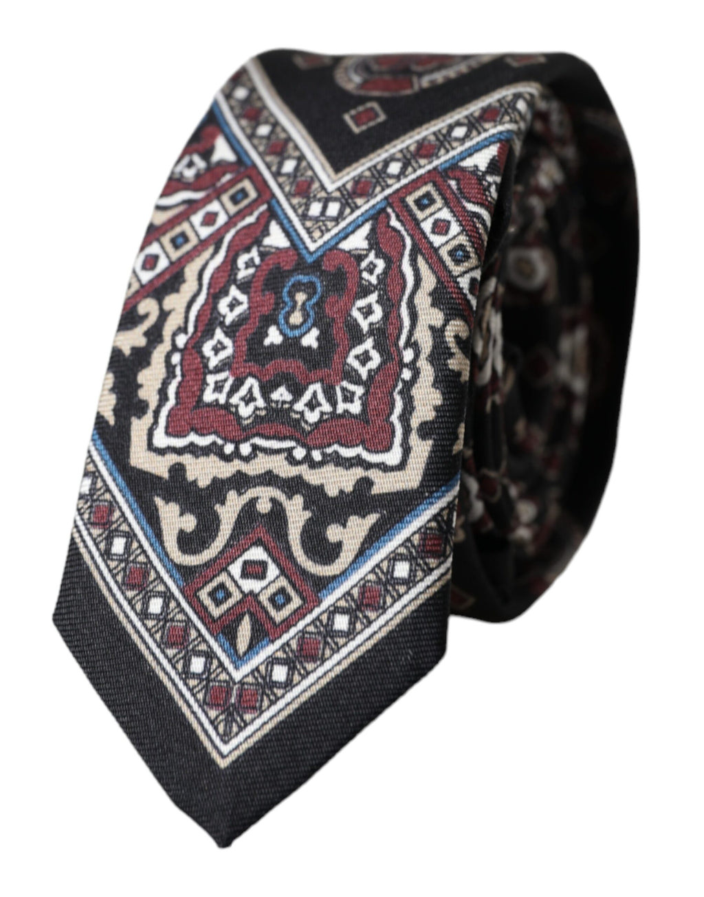 Dolce & Gabbana Black Printed 100% Silk Adjustable Men Tie - Eljoys Fashion 