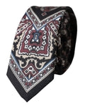 Dolce & Gabbana Black Printed 100% Silk Adjustable Men Tie - Eljoys Fashion 