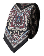 Dolce & Gabbana Black Printed 100% Silk Adjustable Men Tie - Eljoys Fashion 