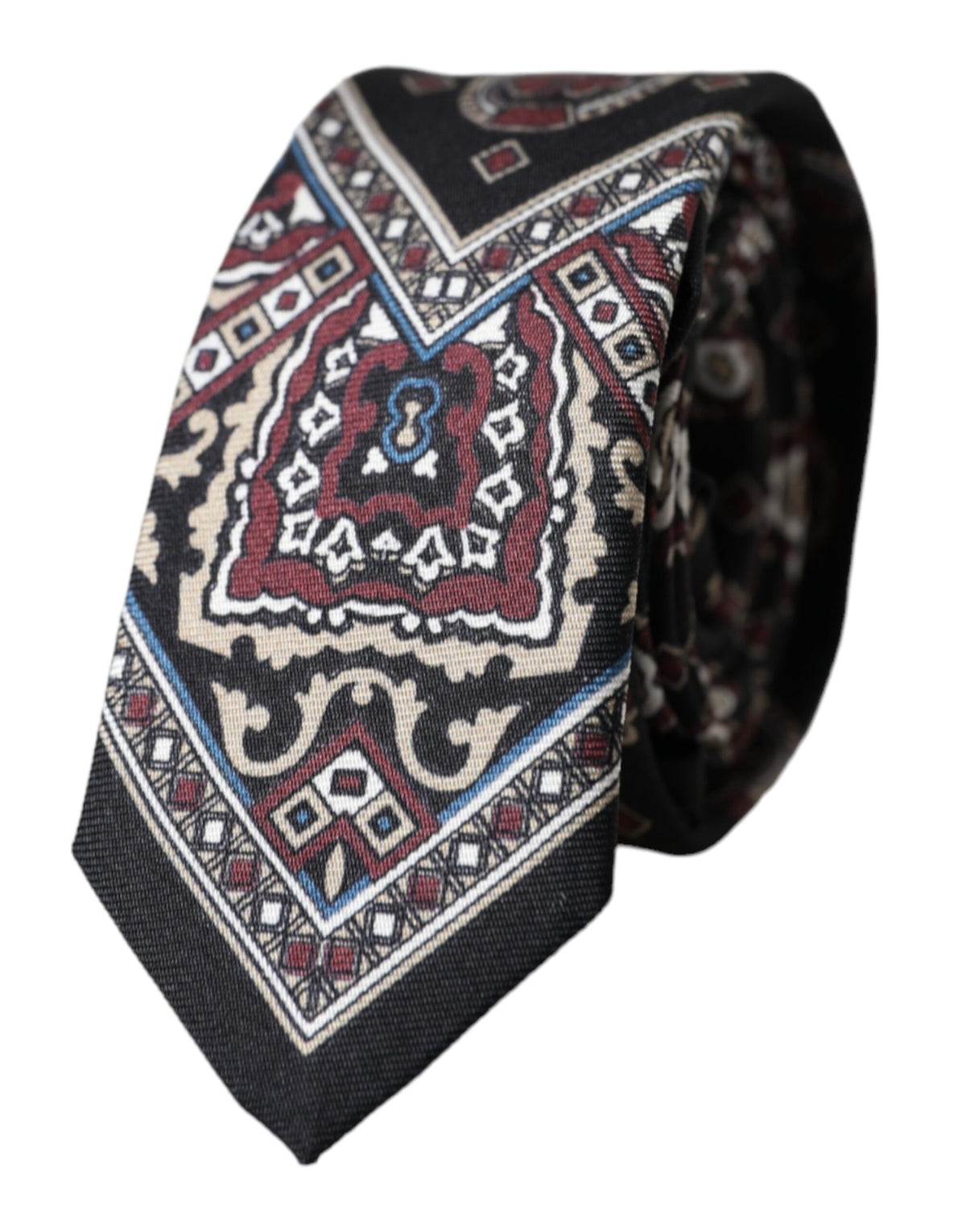 Dolce & Gabbana Black Printed 100% Silk Adjustable Men Tie - Eljoys Fashion 