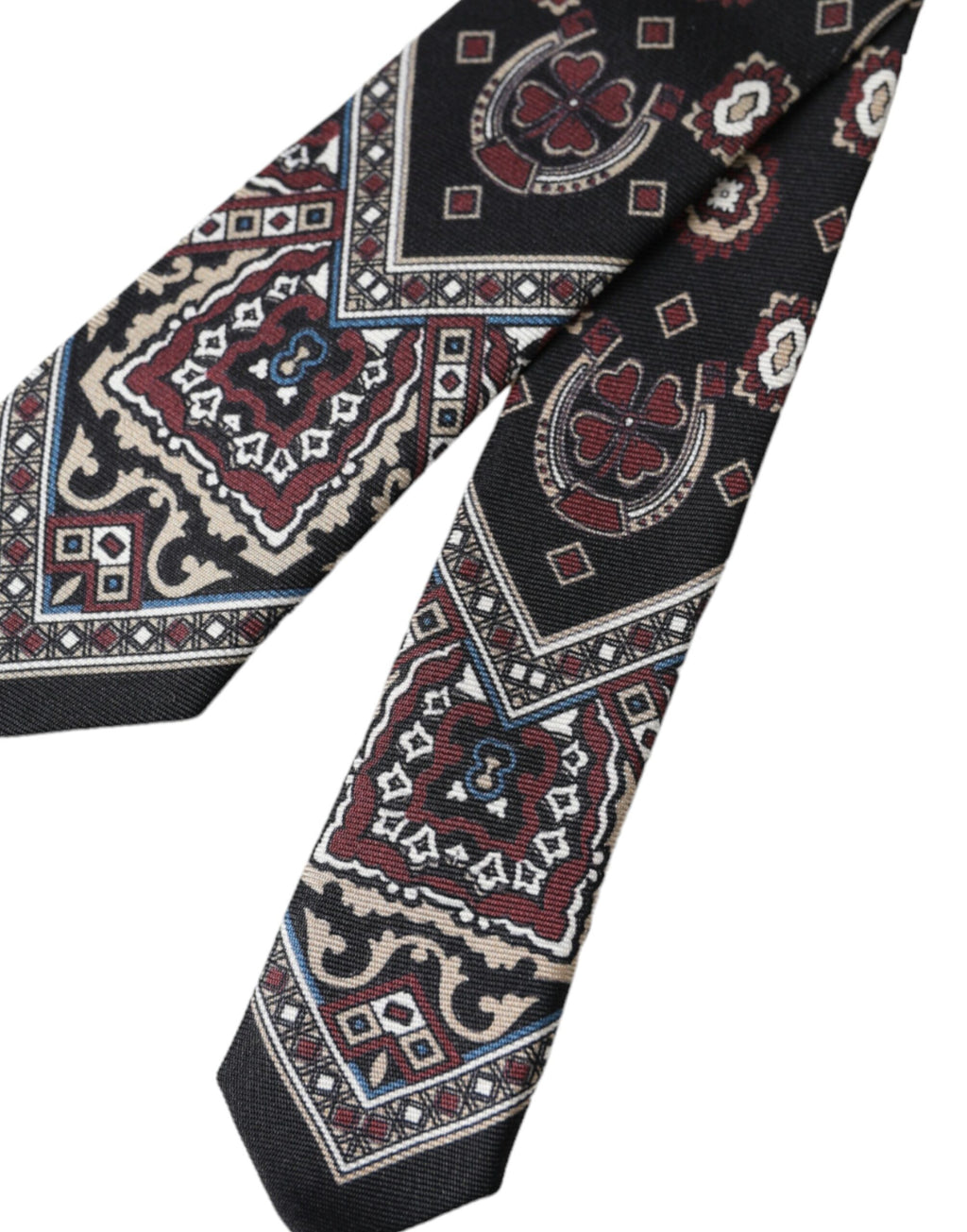 Dolce & Gabbana Black Printed 100% Silk Adjustable Men Tie - Eljoys Fashion 