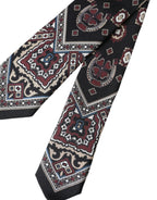 Dolce & Gabbana Black Printed 100% Silk Adjustable Men Tie - Eljoys Fashion 