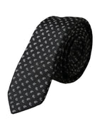 Dolce & Gabbana Dark Gray Jacquard Patterned Silk Adjustable Men Tie