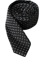Dolce & Gabbana Dark Gray Jacquard Patterned Silk Adjustable Men Tie