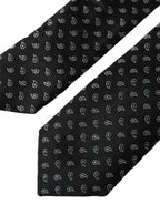 Dolce & Gabbana Dark Gray Jacquard Patterned Silk Adjustable Men Tie