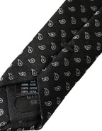 Dolce & Gabbana Dark Gray Jacquard Patterned Silk Adjustable Men Tie