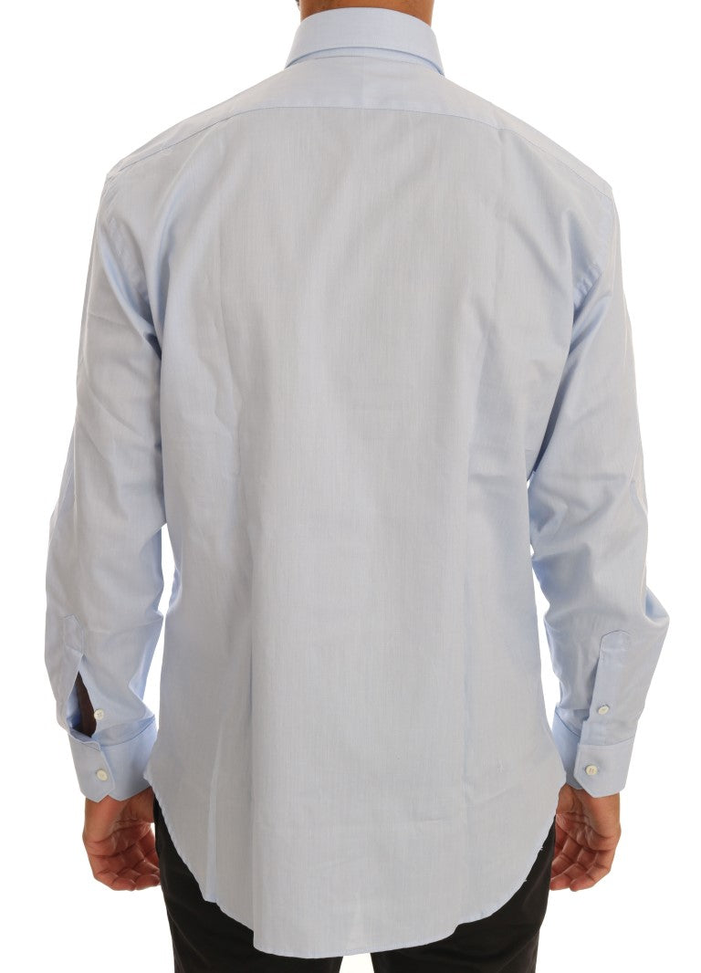 Cavalli Light Blue Cotton Slim Fit Dress Shirt Cavalli