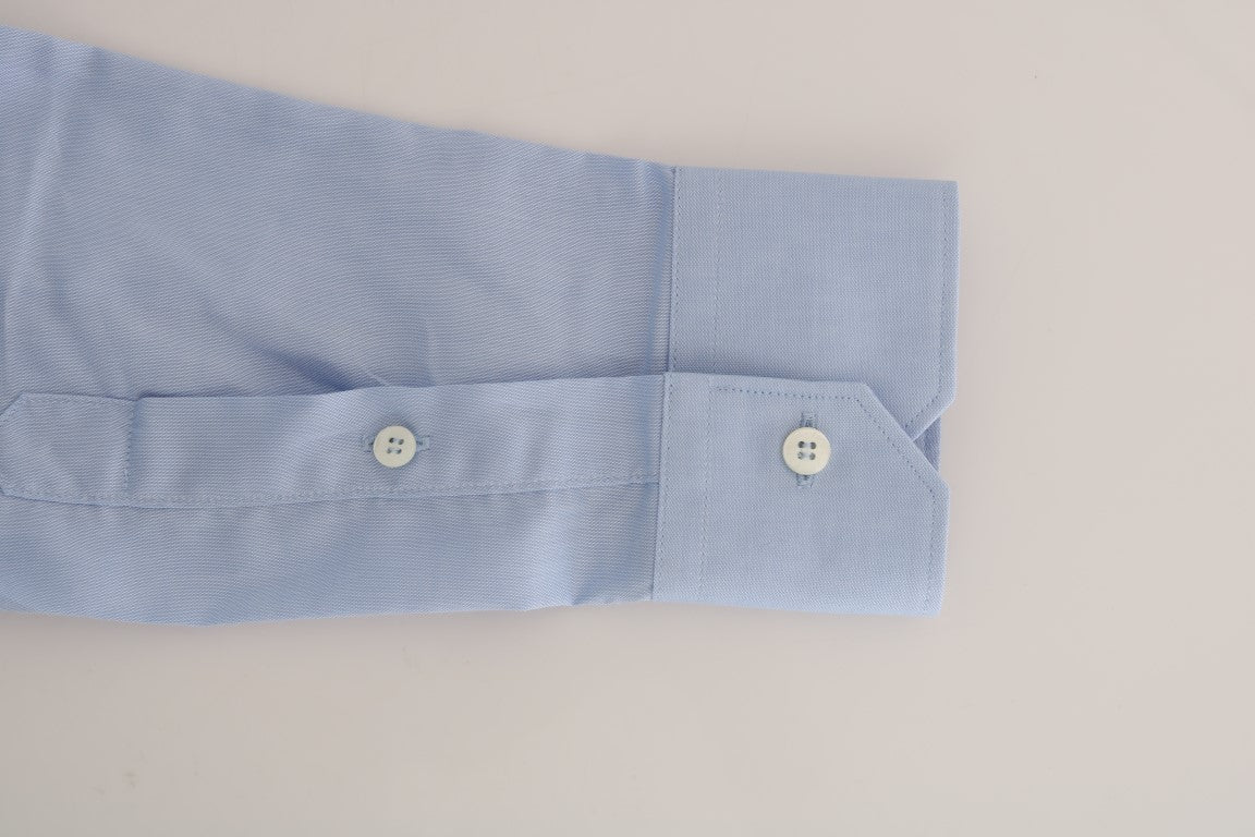 Cavalli Light Blue Cotton Slim Fit Dress Shirt Cavalli