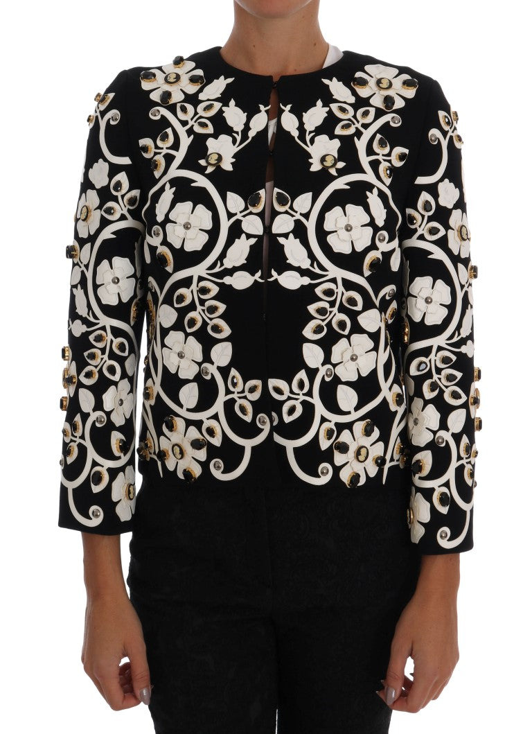 Dolce & Gabbana Black Baroque Floral Crystal Jacket Dolce & Gabbana