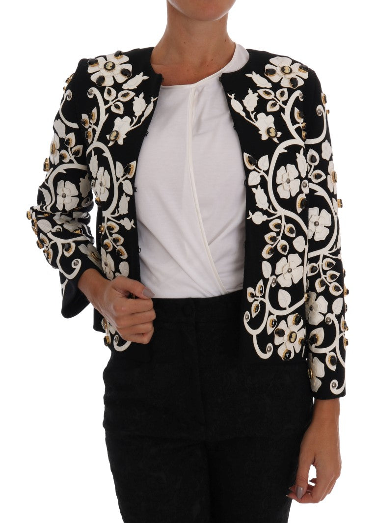 Dolce & Gabbana Black Baroque Floral Crystal Jacket Dolce & Gabbana