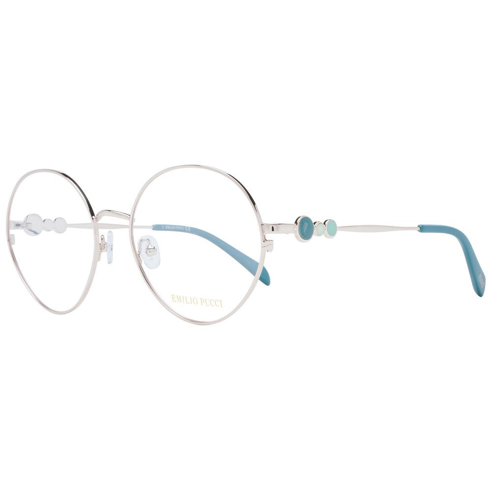 Emilio Pucci rose gold metal glasses frames with sleek design and clear lenses, stylish and lightweight for everyday wear.