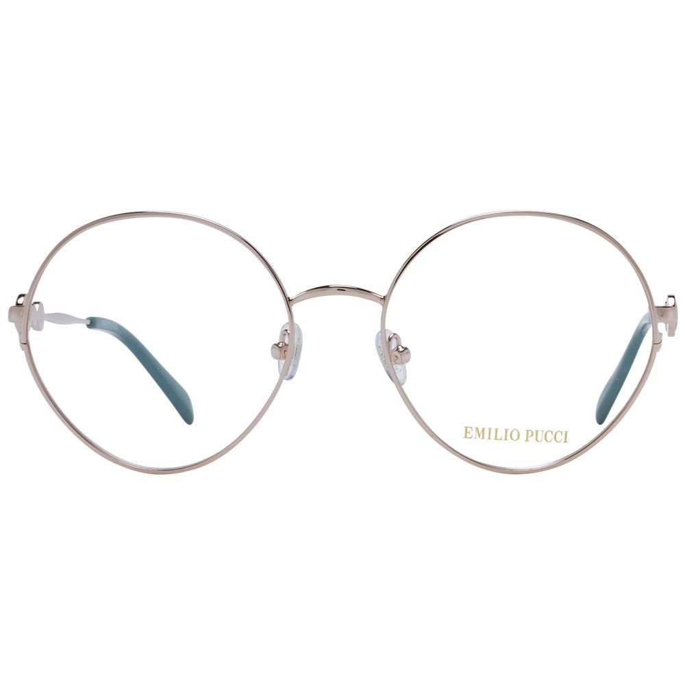 Emilio Pucci rose gold metal glasses frames with sleek design and clear glass lenses, stylish eyewear for modern fashion.