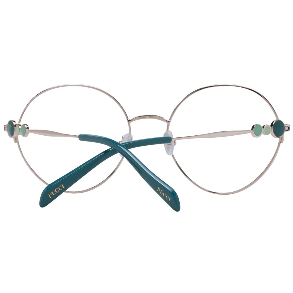 Emilio Pucci rose gold metal glasses frames with sleek design and clear glass lenses, stylish and lightweight eyewear.