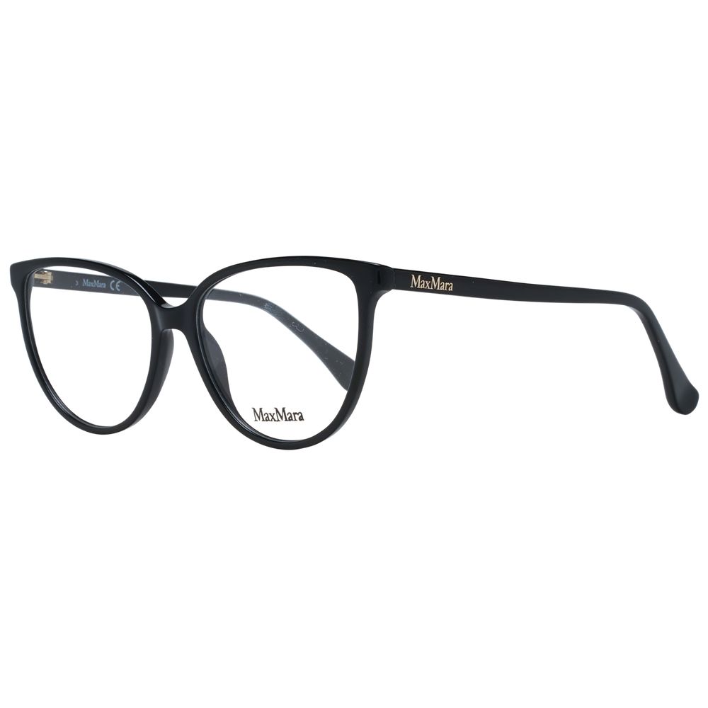 Max Mara black plastic eyeglass frames with sleek design and clear lenses, showcasing stylish eyewear for everyday wear.