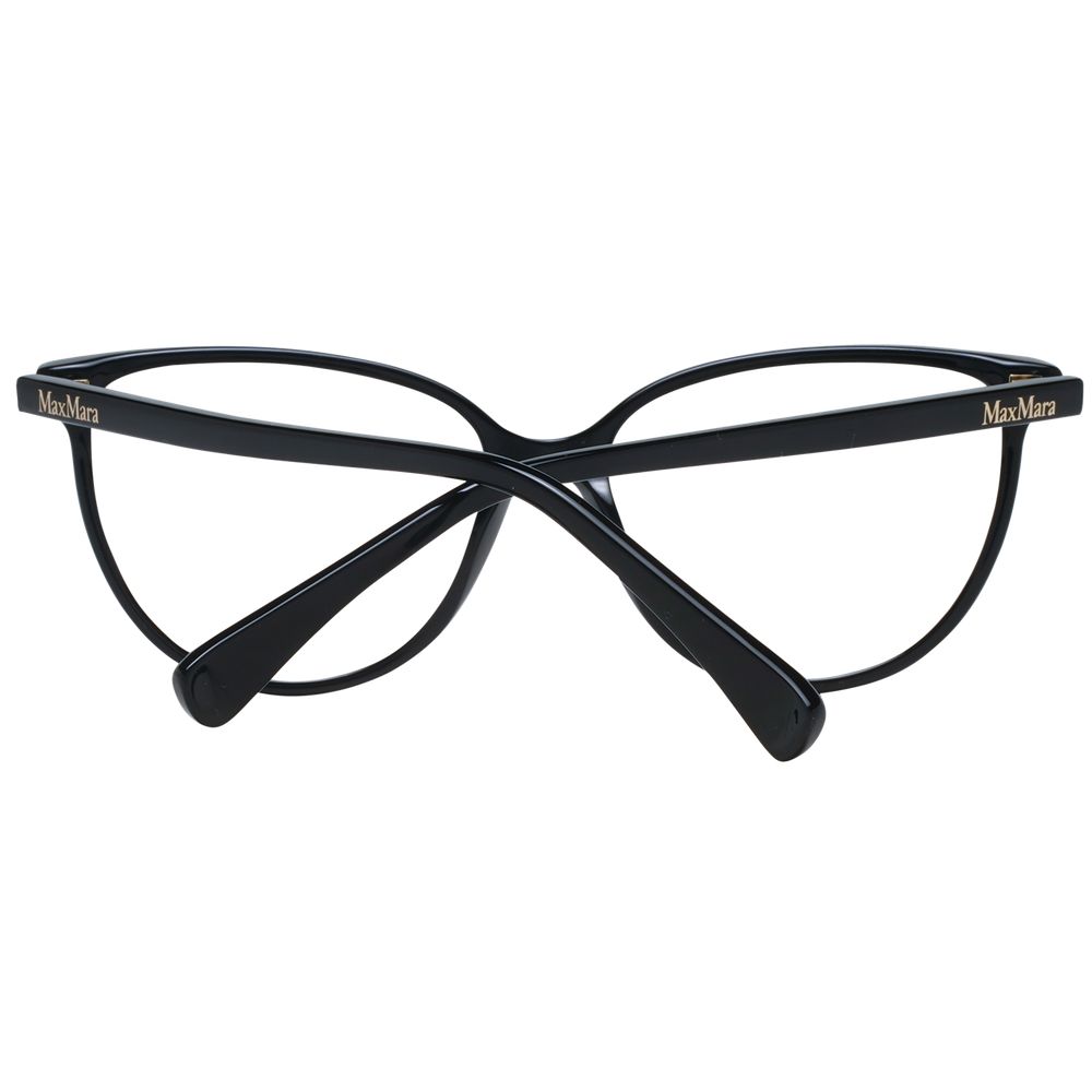 Max Mara black plastic eyeglass frames with sleek design and clear lenses, suitable for stylish everyday wear.