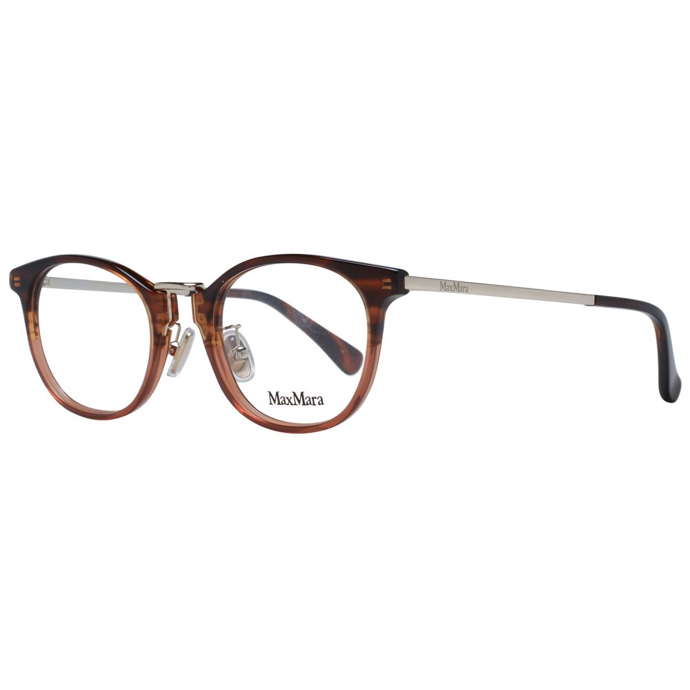 Max Mara brown plastic eyeglass frames with a sleek, modern design, showcasing stylish and lightweight eyewear.