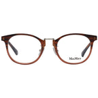 Max Mara brown plastic eyeglass frames with sleek design, shown in close-up against a neutral background.