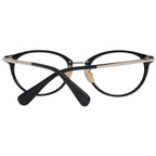 Max Mara black plastic eyeglass frames with a sleek, modern design, showcased on a white background.