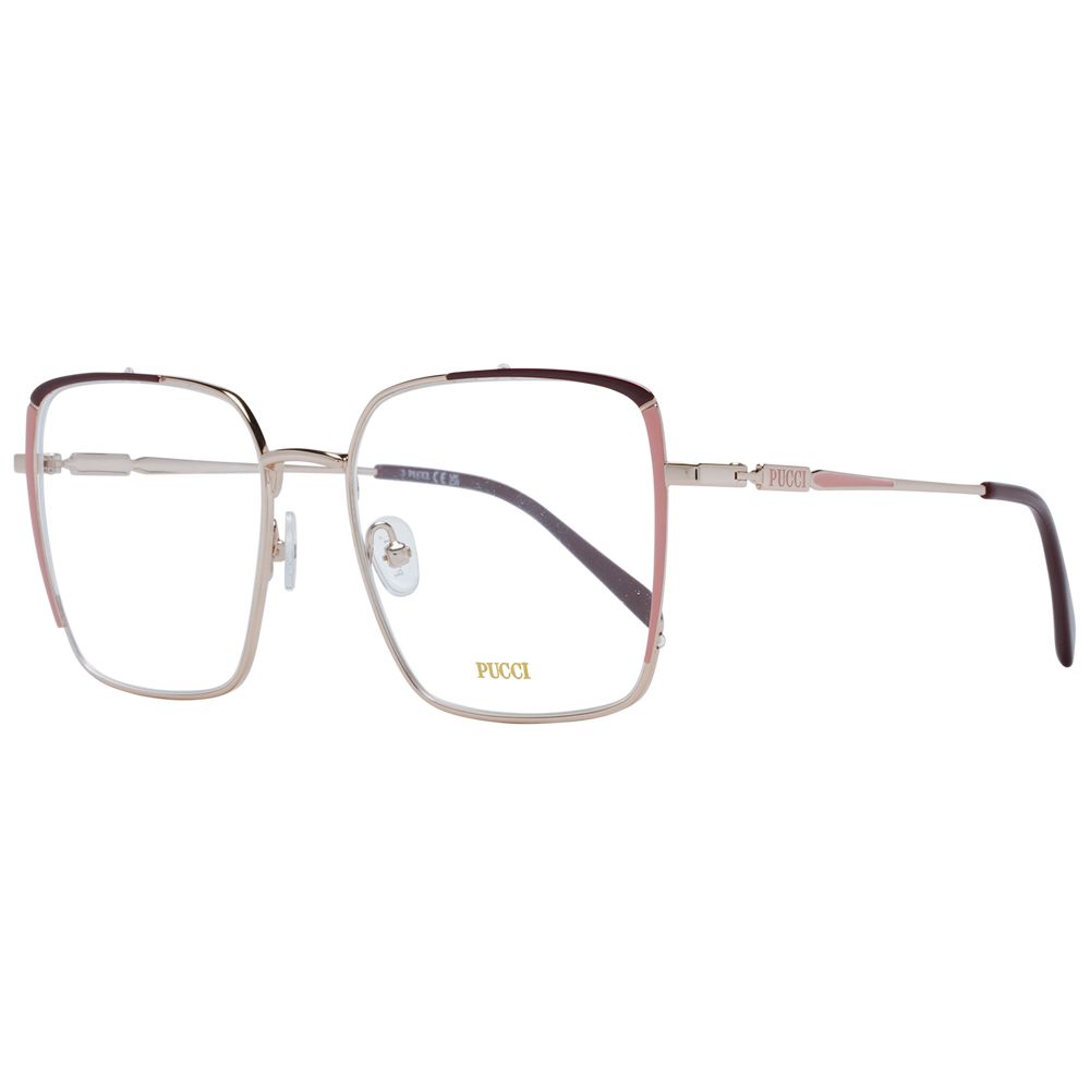 Emilio Pucci silver metal glasses frames with sleek design and clear lenses, stylish eyewear for a modern look.
