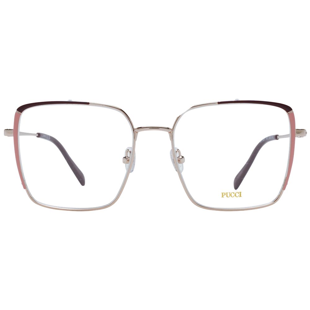 Emilio Pucci silver metal glasses frames with sleek design and clear lenses, stylish eyewear for a modern look.