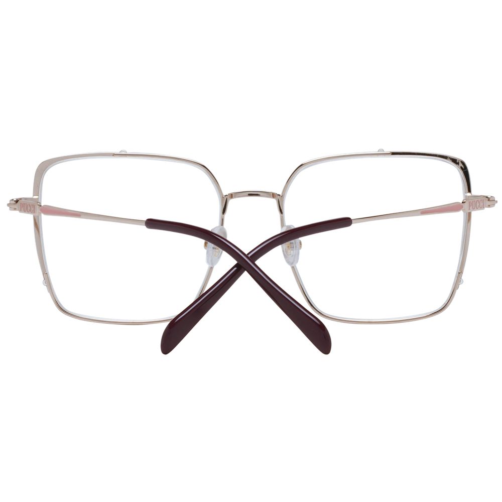 Emilio Pucci silver metal eyeglass frames with sleek design and transparent lenses, stylish and lightweight for everyday wear.